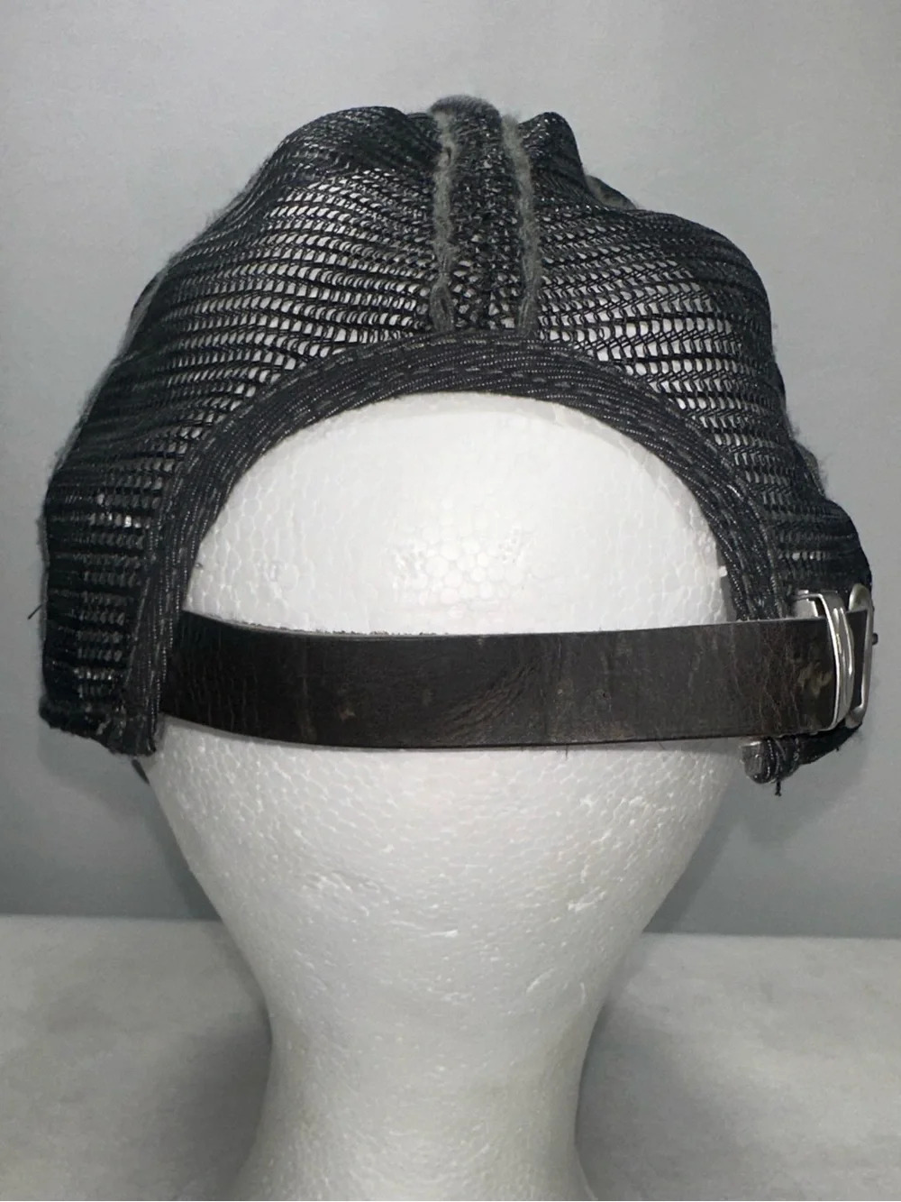 True Religion Trucker Hat Cap Black TRUE RLGN spellout Distressed Leather Strap